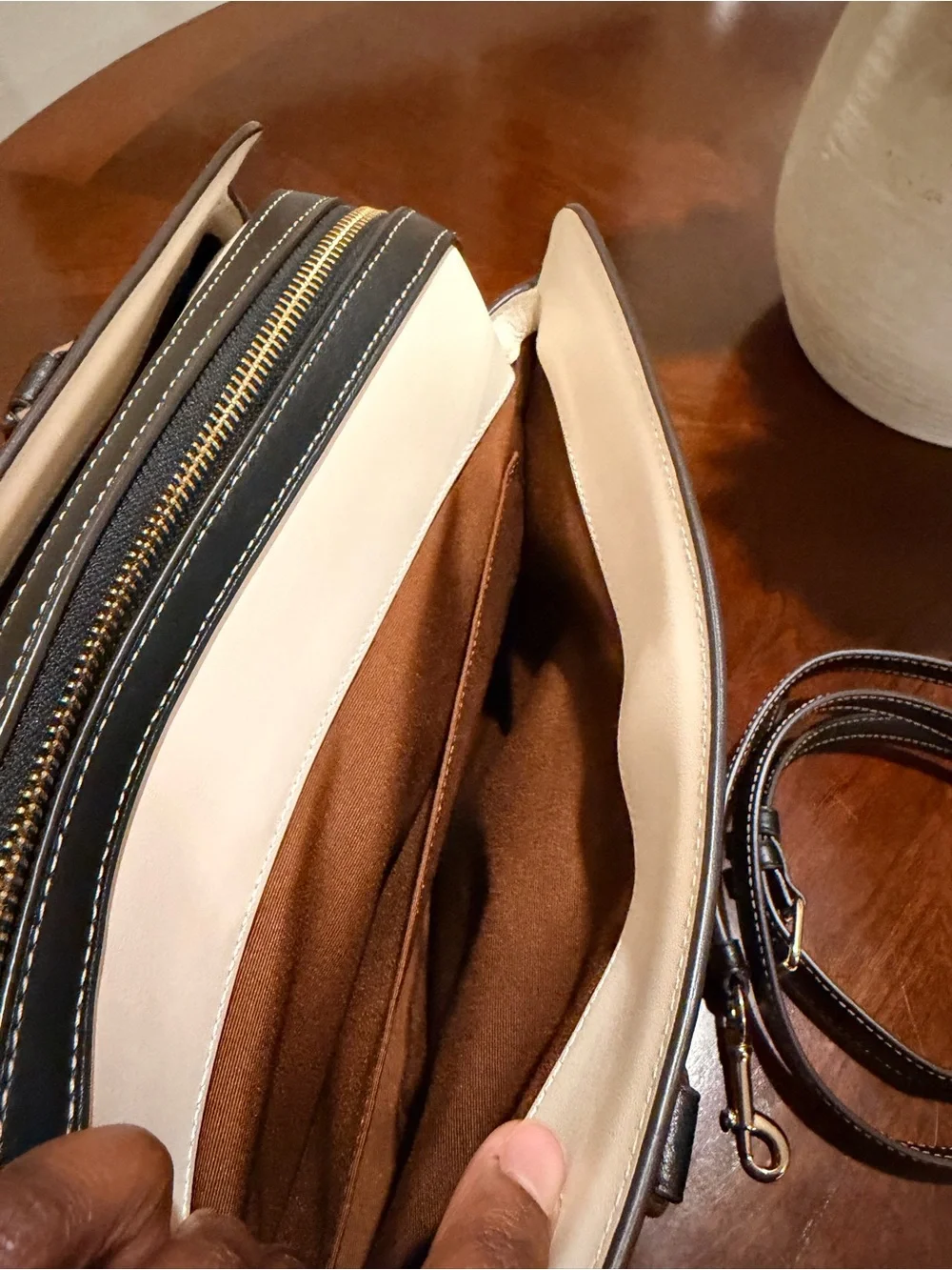 Coach Darcie Carryall in Color block Saddle / Black / Chalk NWOT